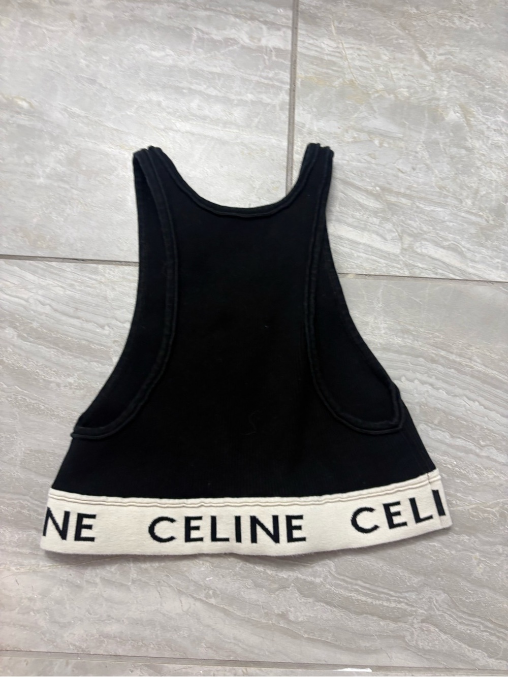 Celine Black One-Piece Tank with White Logo Band